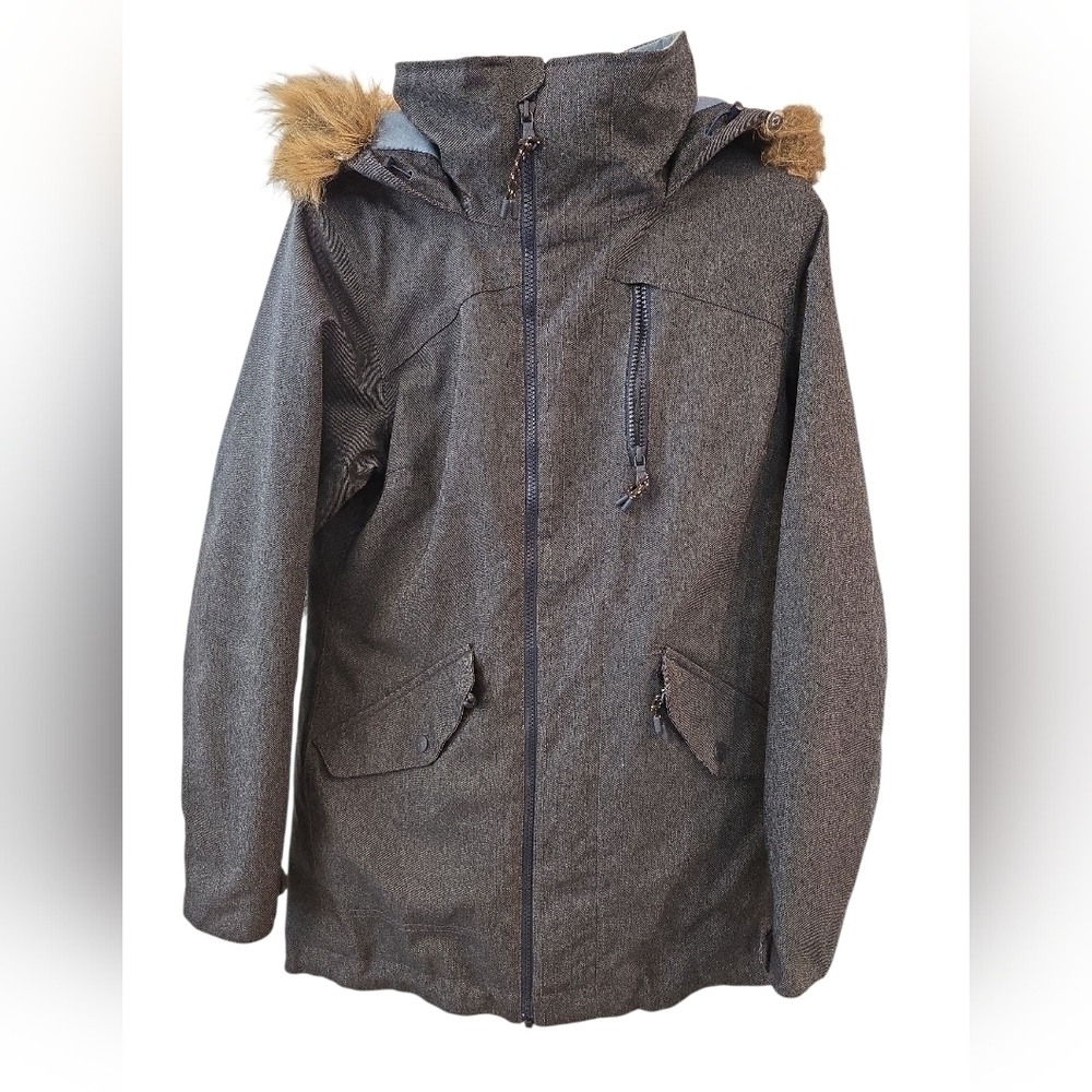 BURTON HAZEL LIVING LINING THERMOLITE FAUX FUR HOOD JACKET. SIZE SMALL.